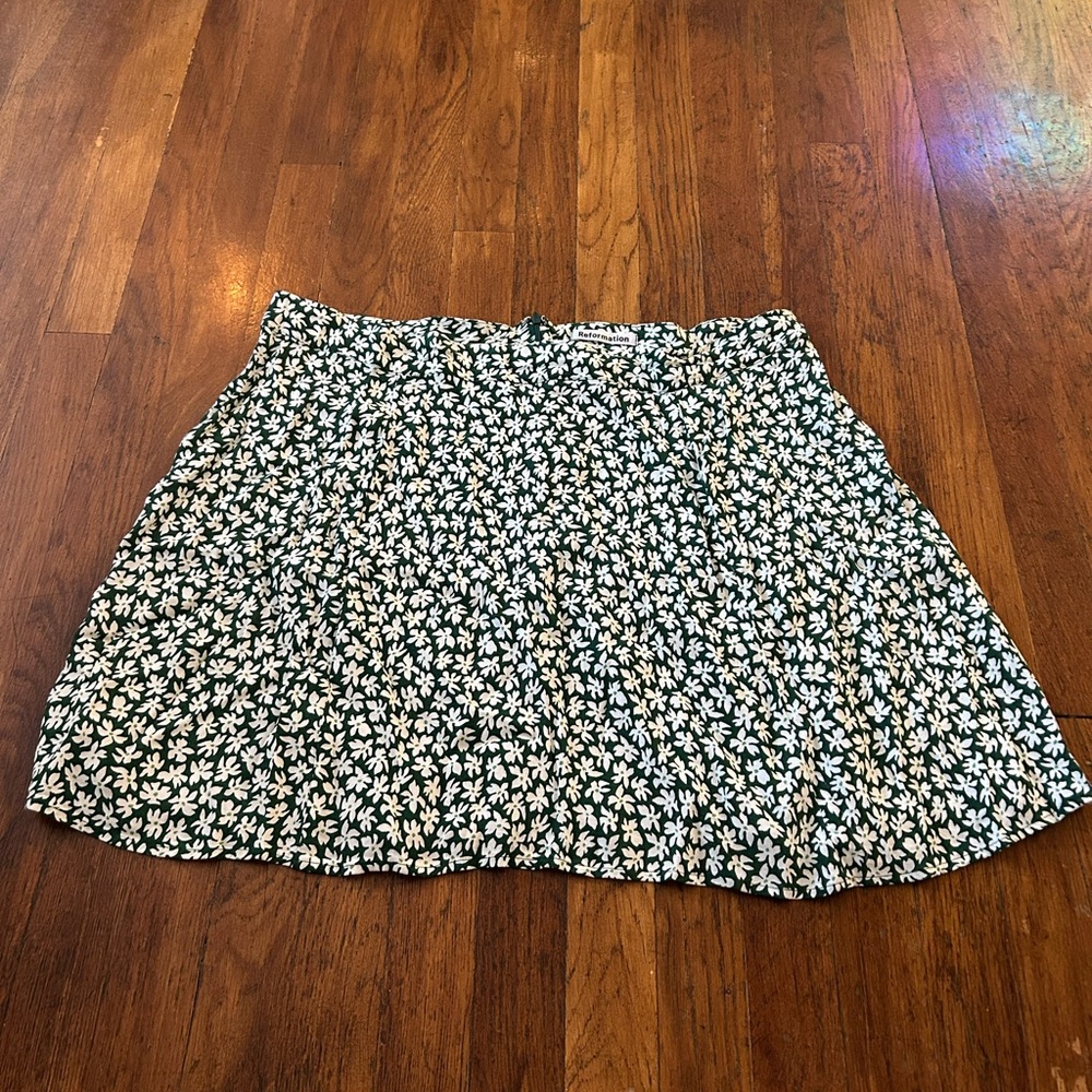 Reformation Floral Green Skirt